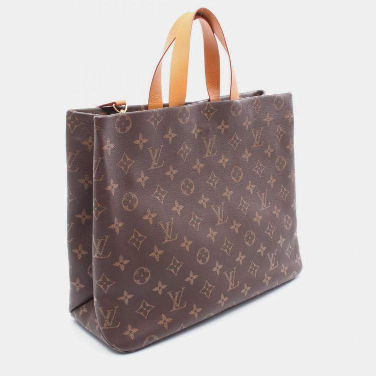 Pre Owned Louis Vuitton Shopper Tote MM Bag Leather Monogram Brown