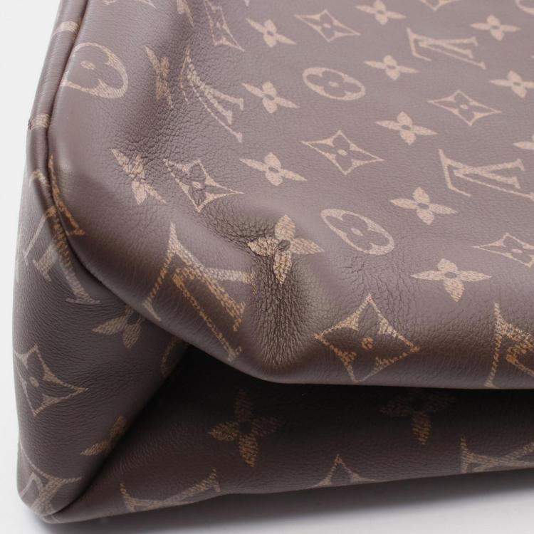 Pre Owned Louis Vuitton Shopper Tote MM Bag Leather Monogram Brown