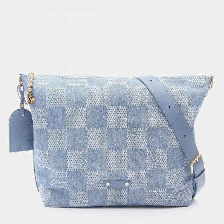 Pre Owned Louis Vuitton Vagabond Hobo Shoulder Bag In Denim And Leather Blue