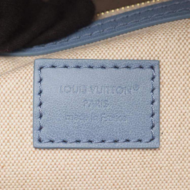 Pre Owned Louis Vuitton Vagabond Hobo Shoulder Bag In Denim And Leather Blue