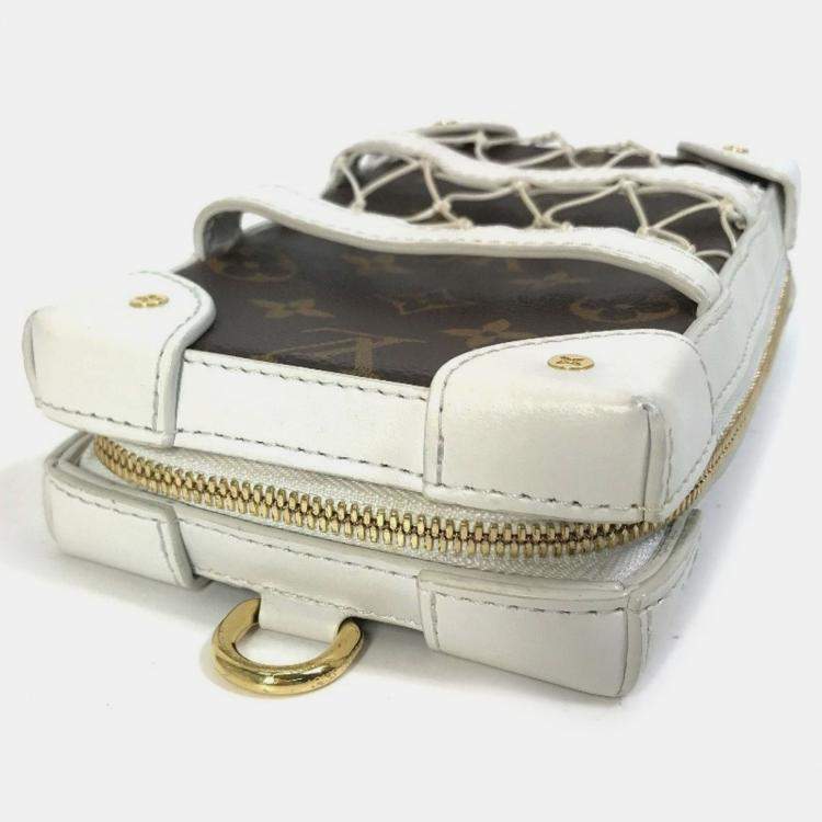 Pre Owned Louis Vuitton Soft Trunk Phone Box Pochette Shoulder Bag In Leather/Monogram Canvas White/Brown