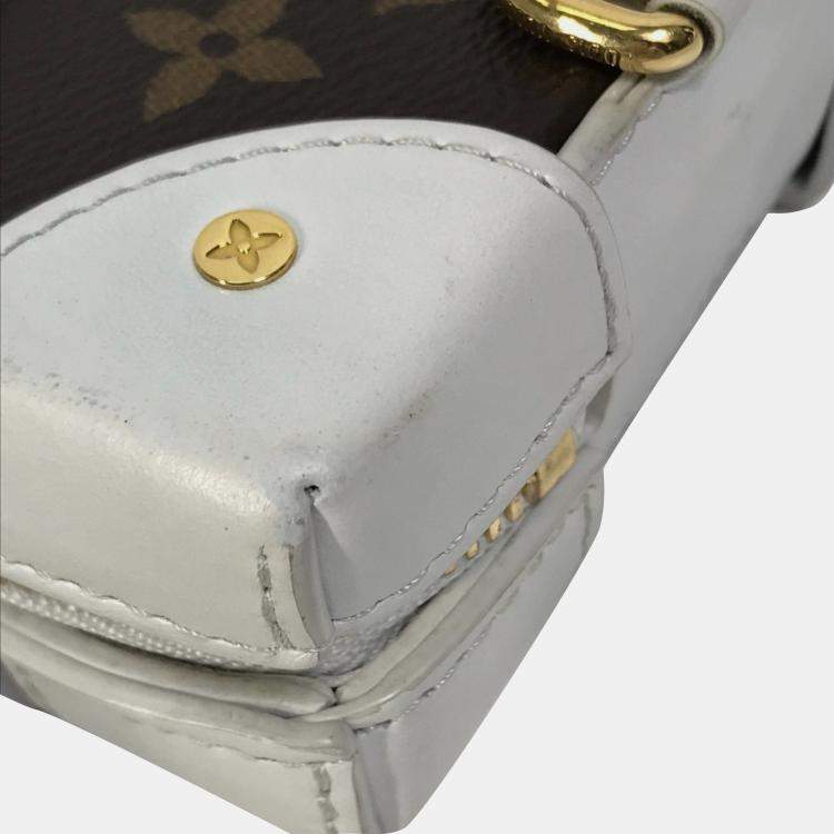 Pre Owned Louis Vuitton Soft Trunk Phone Box Pochette Shoulder Bag In Leather/Monogram Canvas White/Brown