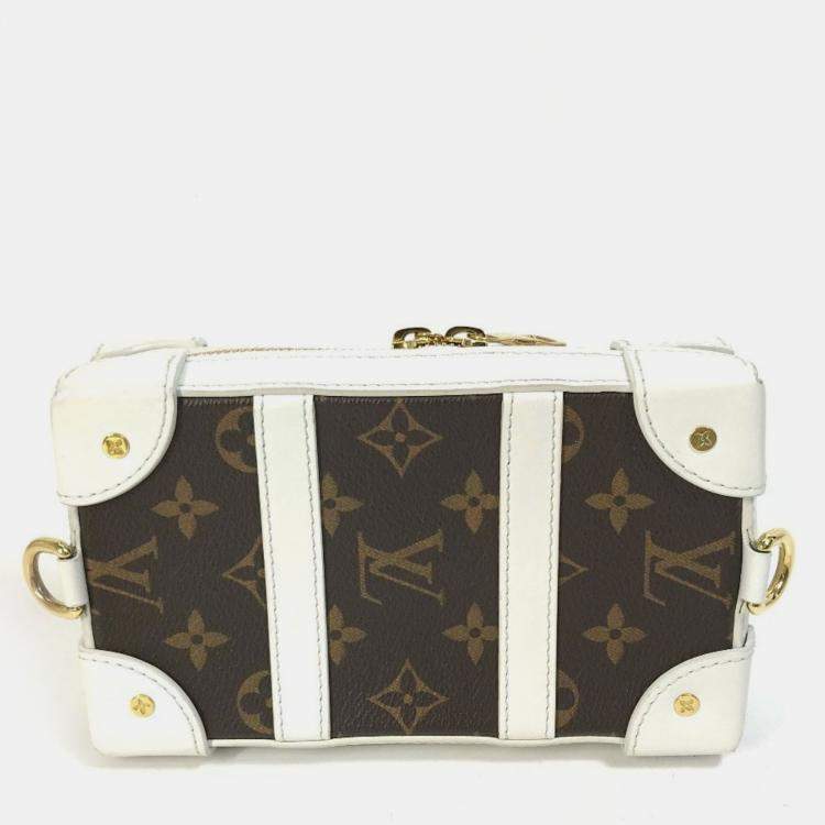 Pre Owned Louis Vuitton Soft Trunk Phone Box Pochette Shoulder Bag In Leather/Monogram Canvas White/Brown
