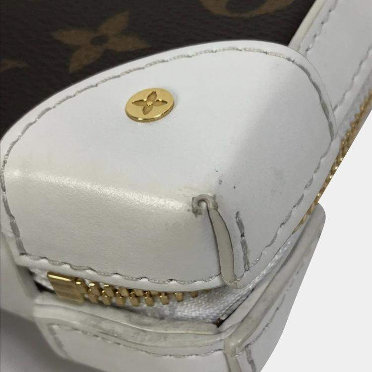 Pre Owned Louis Vuitton Soft Trunk Phone Box Pochette Shoulder Bag In Leather/Monogram Canvas White/Brown