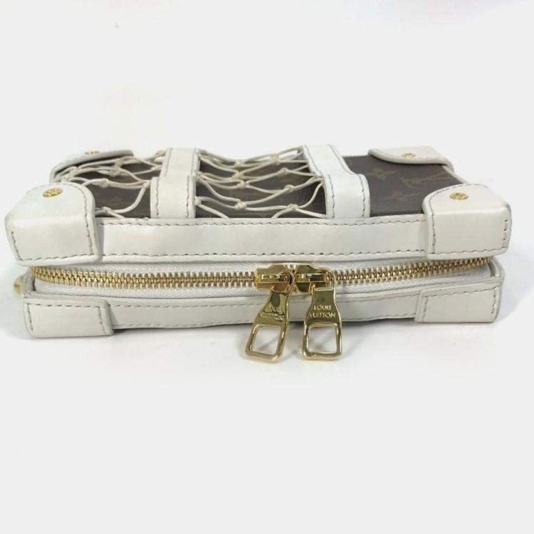 Pre Owned Louis Vuitton Soft Trunk Phone Box Pochette Shoulder Bag In Leather/Monogram Canvas White/Brown