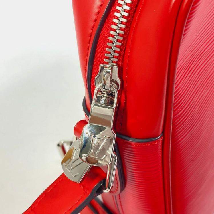 Pre Owned Louis Vuitton Epi Danube Pm Shoulder Bag Supreme Collaboration Electric Leather Red