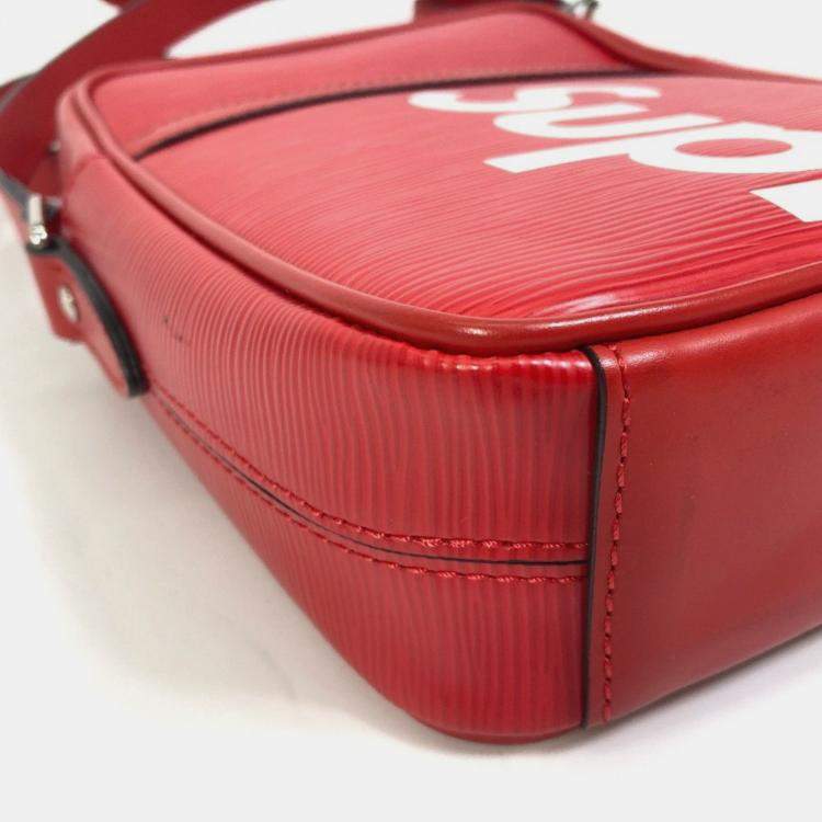 Pre Owned Louis Vuitton Epi Danube Pm Shoulder Bag Supreme Collaboration Electric Leather Red