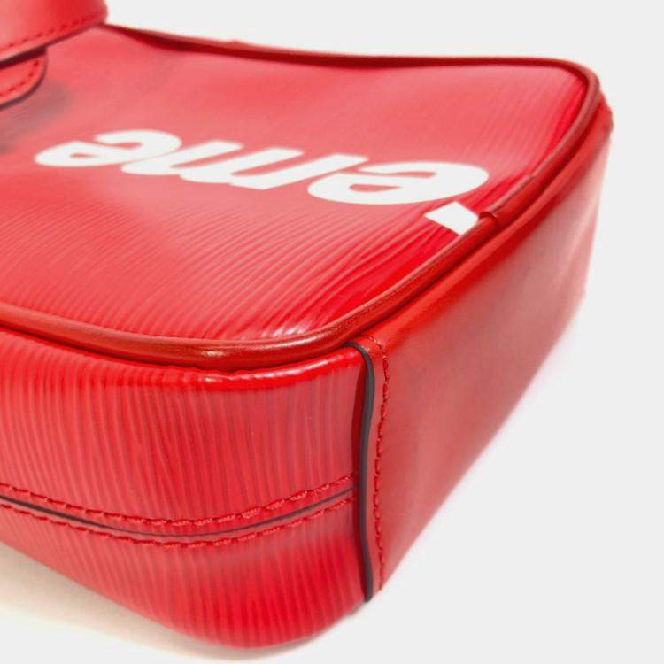 Pre Owned Louis Vuitton Epi Danube Pm Shoulder Bag Supreme Collaboration Electric Leather Red