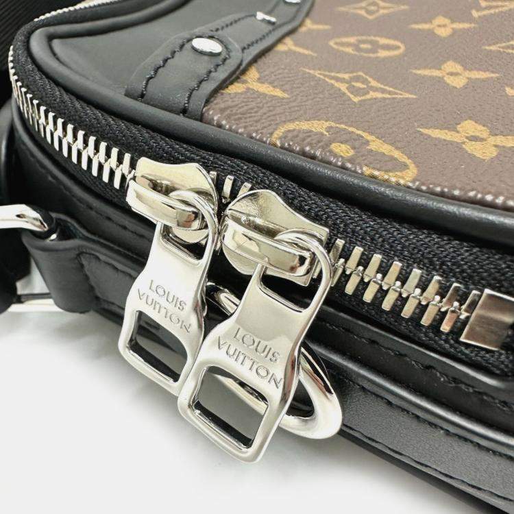 Pre Owned Louis Vuitton Monogram Macassar Biker Messenger Shoulder Bag Canvas Brown