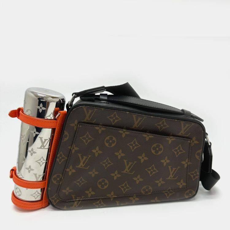 Pre Owned Louis Vuitton Monogram Macassar Biker Messenger Shoulder Bag Canvas Brown