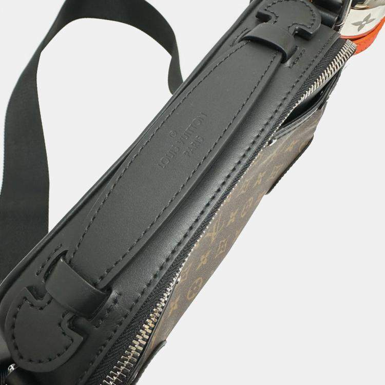 Pre Owned Louis Vuitton Monogram Macassar Biker Messenger Shoulder Bag Canvas Brown