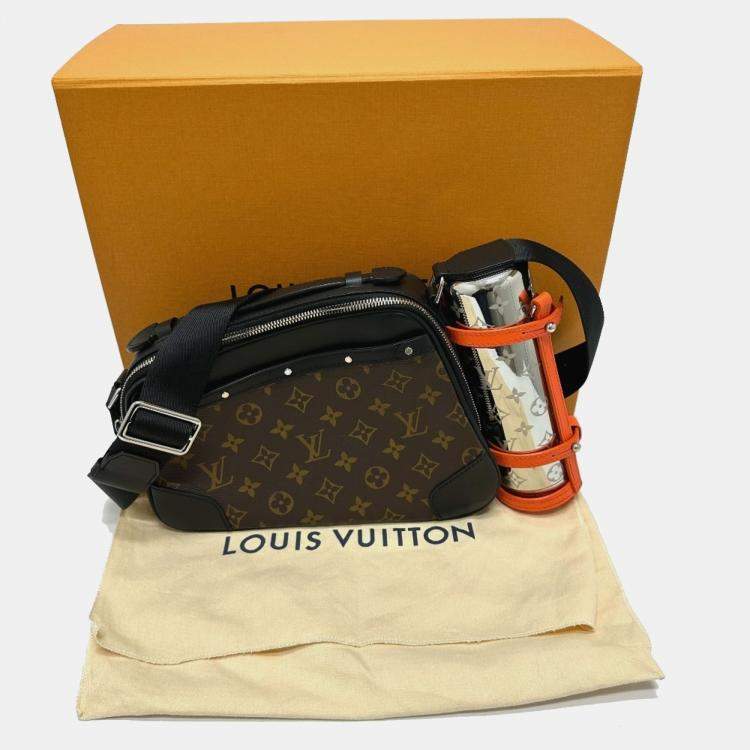 Pre Owned Louis Vuitton Monogram Macassar Biker Messenger Shoulder Bag Canvas Brown