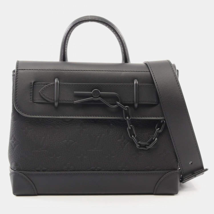 Pre Owned Louis Vuitton Steamer Pm Handbag Leather Monogram Taurillon Black