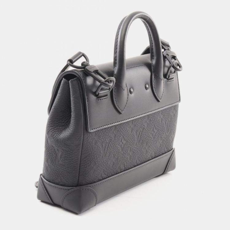 Pre Owned Louis Vuitton Steamer Pm Handbag Leather Monogram Taurillon Black