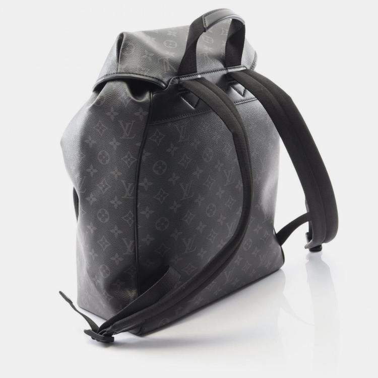 Pre Owned Louis Vuitton Montsouris Rucksack Coated Canvas And Leather Monogram Eclipse Black