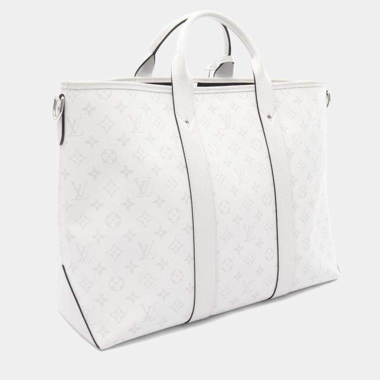 Pre Owned Louis Vuitton Weekend Tote Nm Coated Canvas And Leather Taiga Rama Bag White