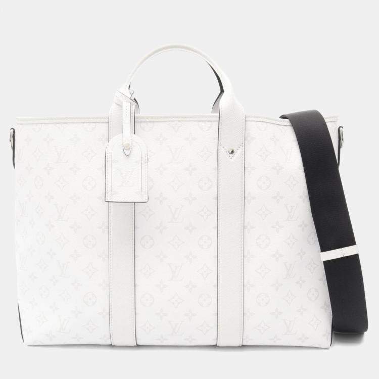 Pre Owned Louis Vuitton Weekend Tote Nm Coated Canvas And Leather Taiga Rama Bag White