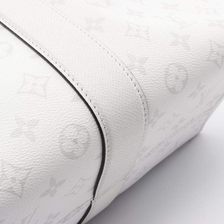 Pre Owned Louis Vuitton Weekend Tote Nm Coated Canvas And Leather Taiga Rama Bag White