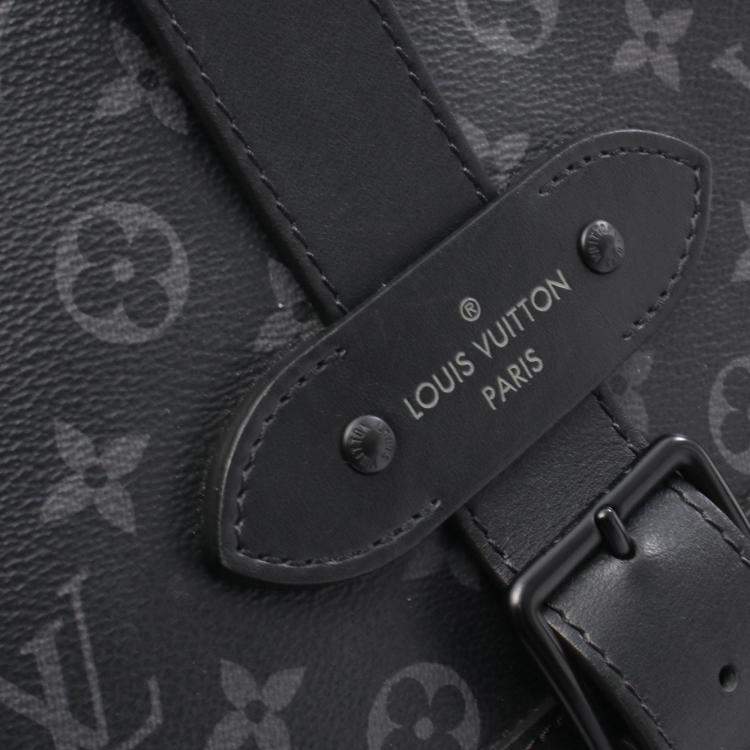 Pre Owned Louis Vuitton Saumur Messenger Shoulder Bag In Coated Canvas And Leather Monogram Eclipse Black