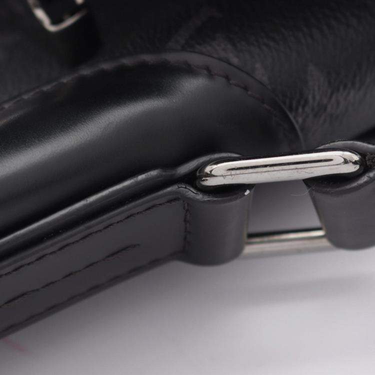 Pre Owned Louis Vuitton Messenger Voyage Pm Shoulder Bag In Monogram Eclipse Coated Canvas And Leather Black