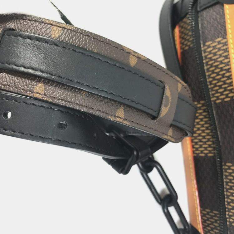 Pre Owned Louis Vuitton Damier Giant Nigo Collaboration Soft Trunk Pochette Shoulder Bag In Canvas Brown