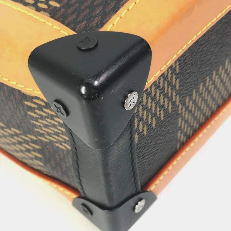 Pre Owned Louis Vuitton Damier Giant Nigo Collaboration Soft Trunk Pochette Shoulder Bag In Canvas Brown