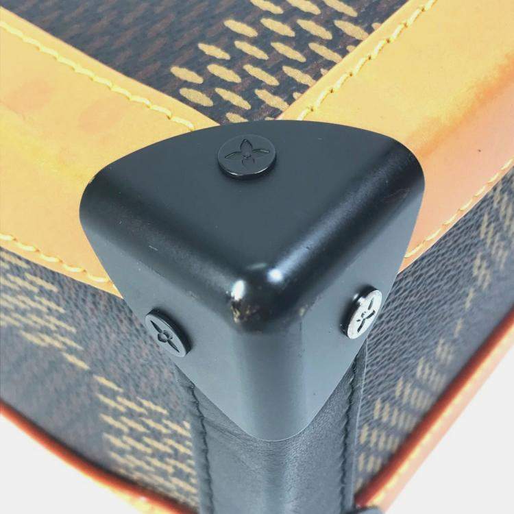 Pre Owned Louis Vuitton Damier Giant Nigo Collaboration Soft Trunk Pochette Shoulder Bag In Canvas Brown