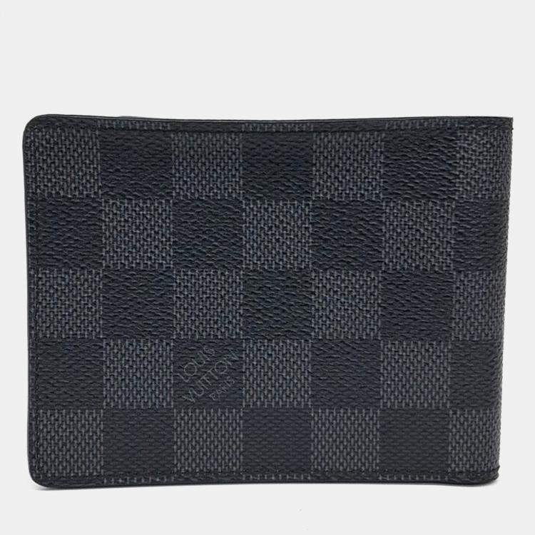 مملوكة مسبقًا Louis Vuitton Black Coated Canvas Graphite Slender Wallet