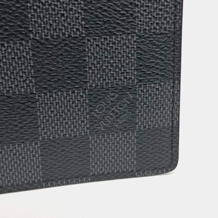مملوكة مسبقًا Louis Vuitton Black Coated Canvas Graphite Slender Wallet
