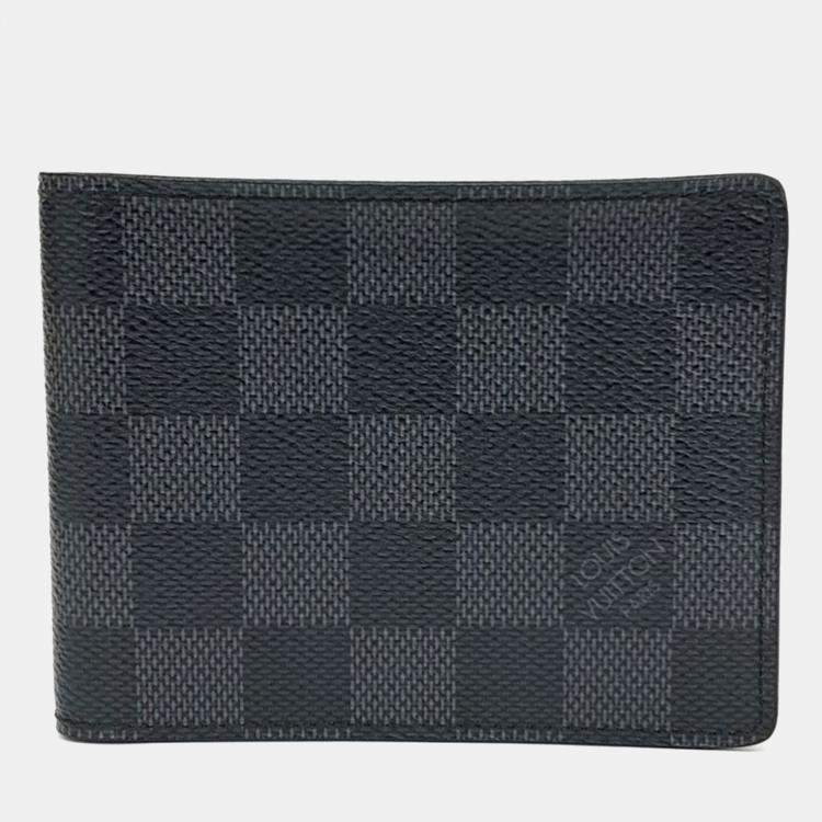 مملوكة مسبقًا Louis Vuitton Black Coated Canvas Graphite Slender Wallet