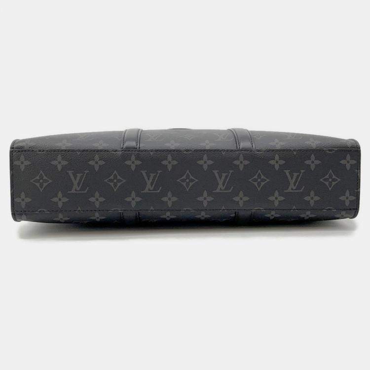 Pre Owned Louis Vuitton Sac Plat / Horizontal Zip Noir Monogram Eclipse