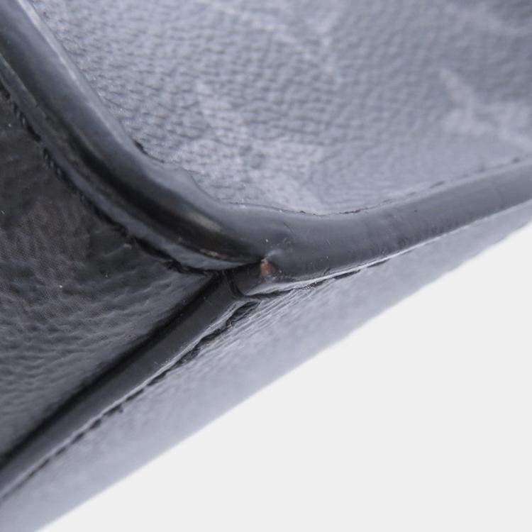 Pre Owned Louis Vuitton Sac Plat / Horizontal Zip Noir Monogram Eclipse