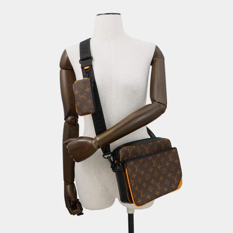 Pre Owned Louis Vuitton Trio Messenger Brown/Orange/Black Monogram Macassar Canvas