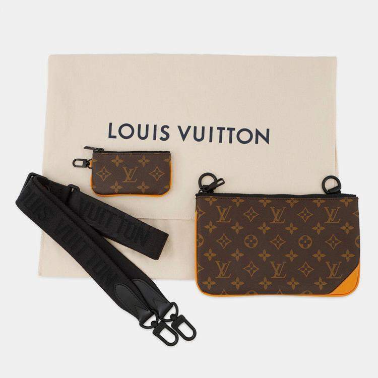 Pre Owned Louis Vuitton Trio Messenger Brown/Orange/Black Monogram Macassar Canvas