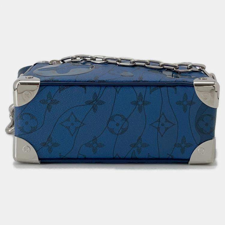 Pre Owned Louis Vuitton Mini Soft Trunk Blue Monogram Aqua Garden