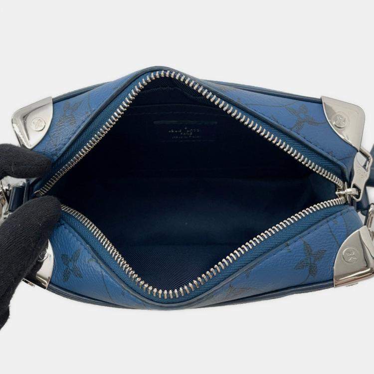 Pre Owned Louis Vuitton Mini Soft Trunk Blue Monogram Aqua Garden