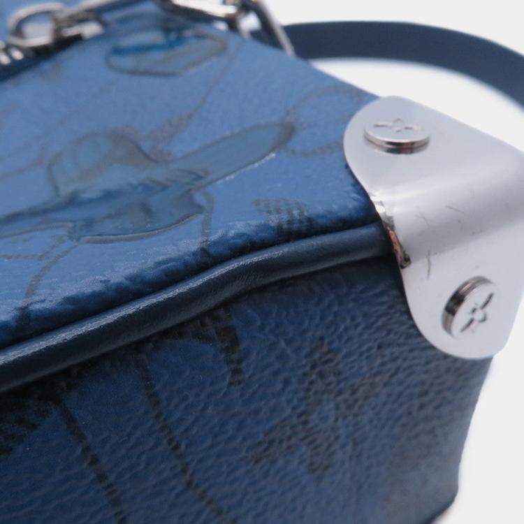 Pre Owned Louis Vuitton Mini Soft Trunk Blue Monogram Aqua Garden