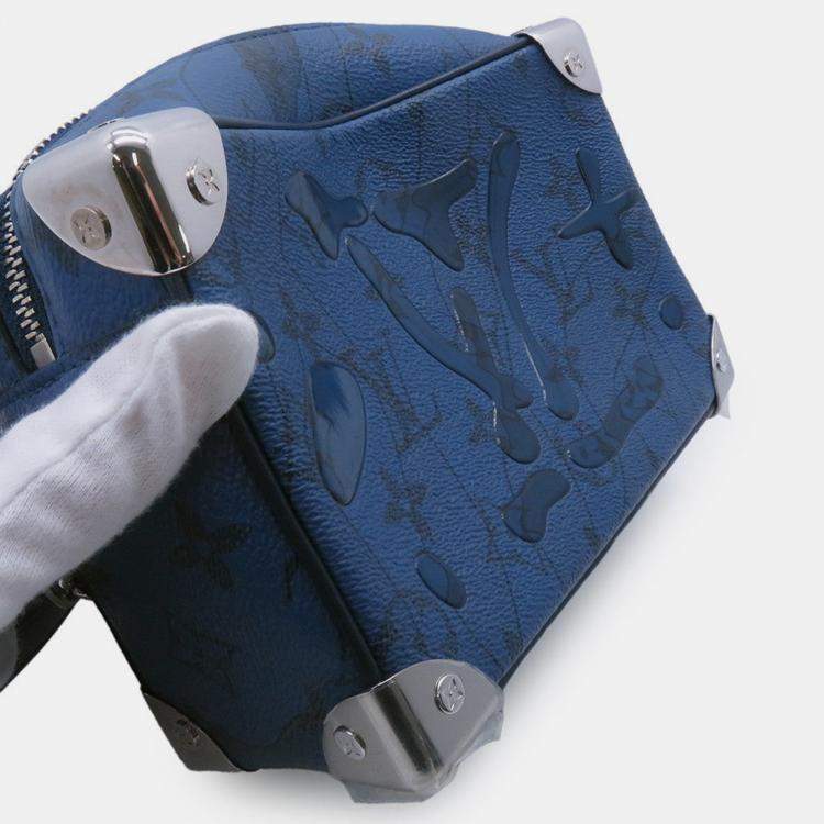 Pre Owned Louis Vuitton Mini Soft Trunk Blue Monogram Aqua Garden