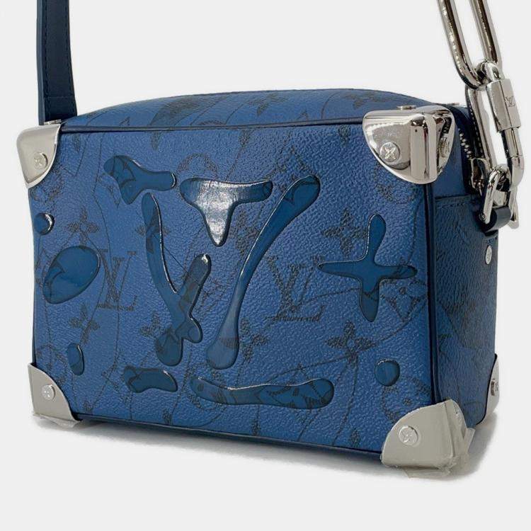 Pre Owned Louis Vuitton Mini Soft Trunk Blue Monogram Aqua Garden