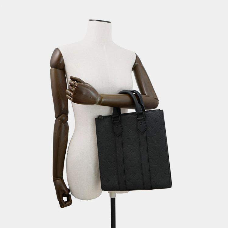 Pre Owned Louis Vuitton Sac Plat Black Monogram Taurillon