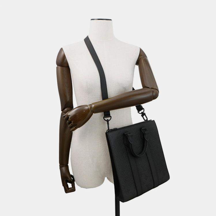 Pre Owned Louis Vuitton Sac Plat Black Monogram Taurillon