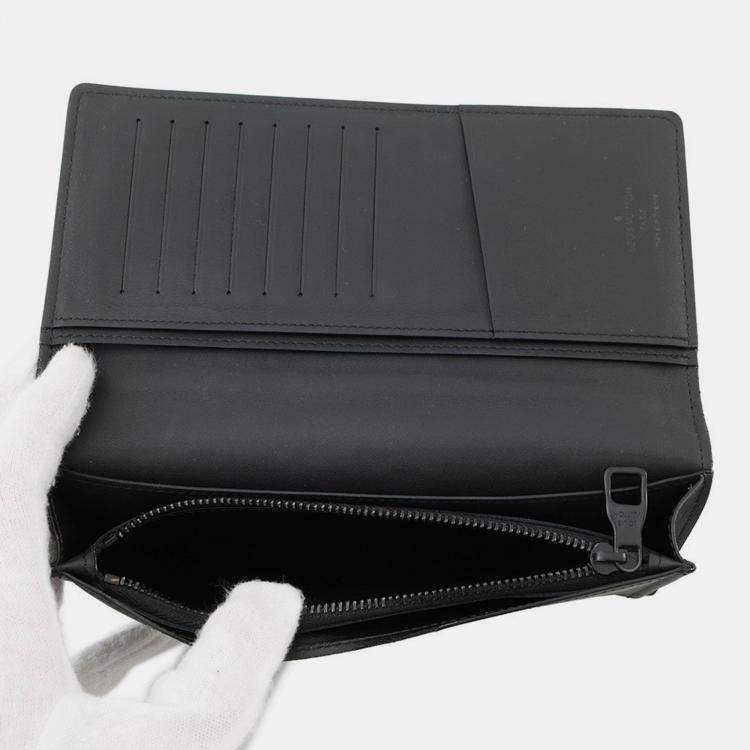 Pre Owned Louis Vuitton Portefeuille Brazza Noir Taurillon Leather/Monogram Pattern
