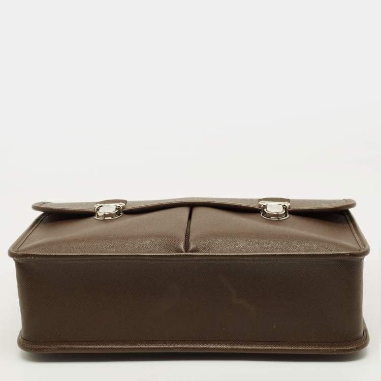 Pre Owned Louis Vuitton Anton Grizzli Taiga Leather Briefcase Bag