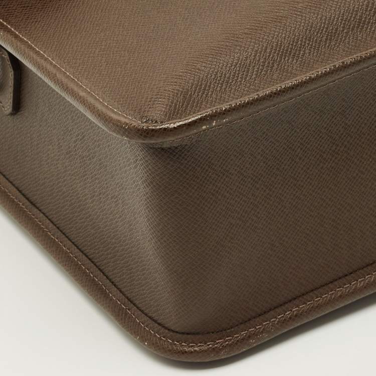 Pre Owned Louis Vuitton Anton Grizzli Taiga Leather Briefcase Bag