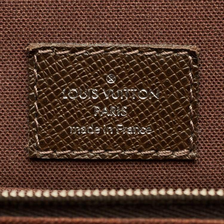 Pre Owned Louis Vuitton Anton Grizzli Taiga Leather Briefcase Bag