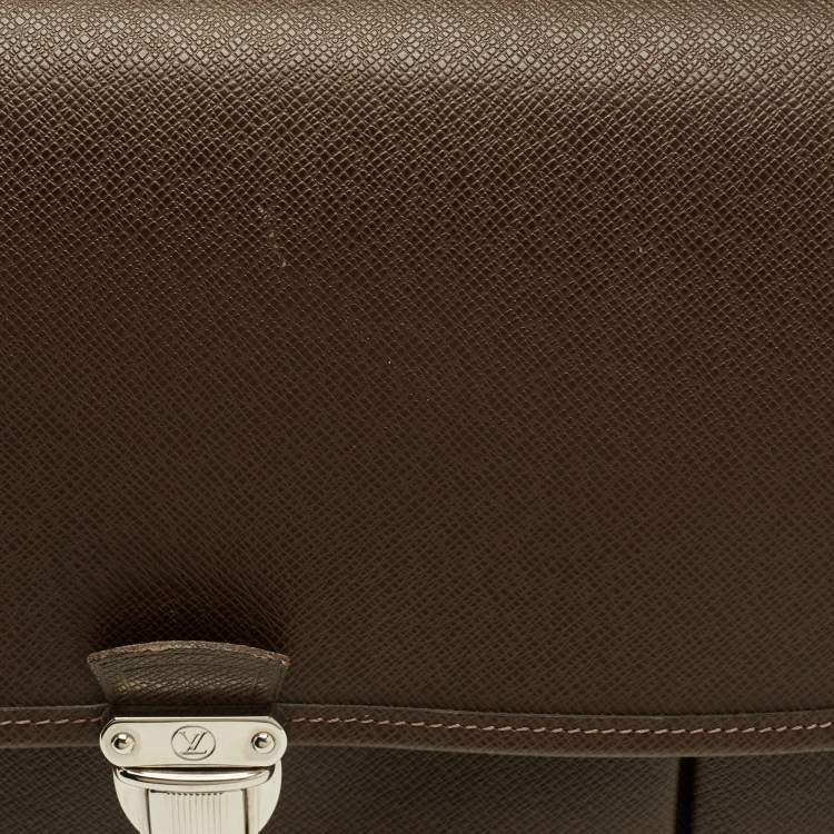 Pre Owned Louis Vuitton Anton Grizzli Taiga Leather Briefcase Bag