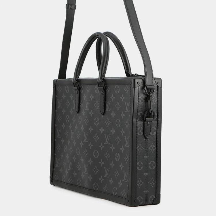 Pre Owned Louis Vuitton Soft Trunk Briefcase Noir Monogram Eclipse