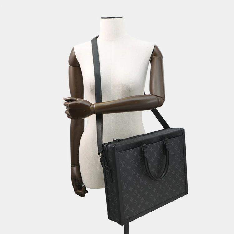 Pre Owned Louis Vuitton Soft Trunk Briefcase Noir Monogram Eclipse