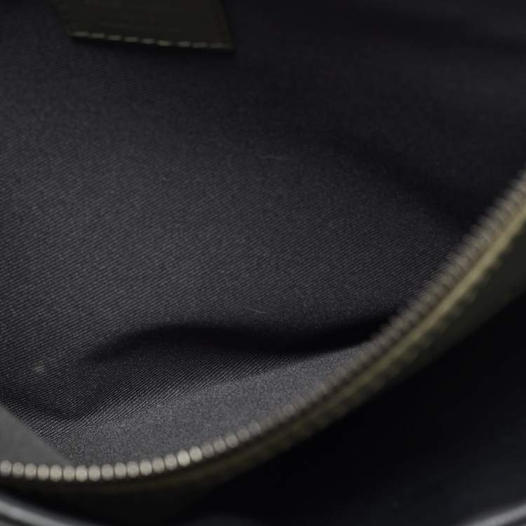 Pre Owned Louis Vuitton Black/Army Green Shadow Monogram Leather Double Flat Messenger Bag