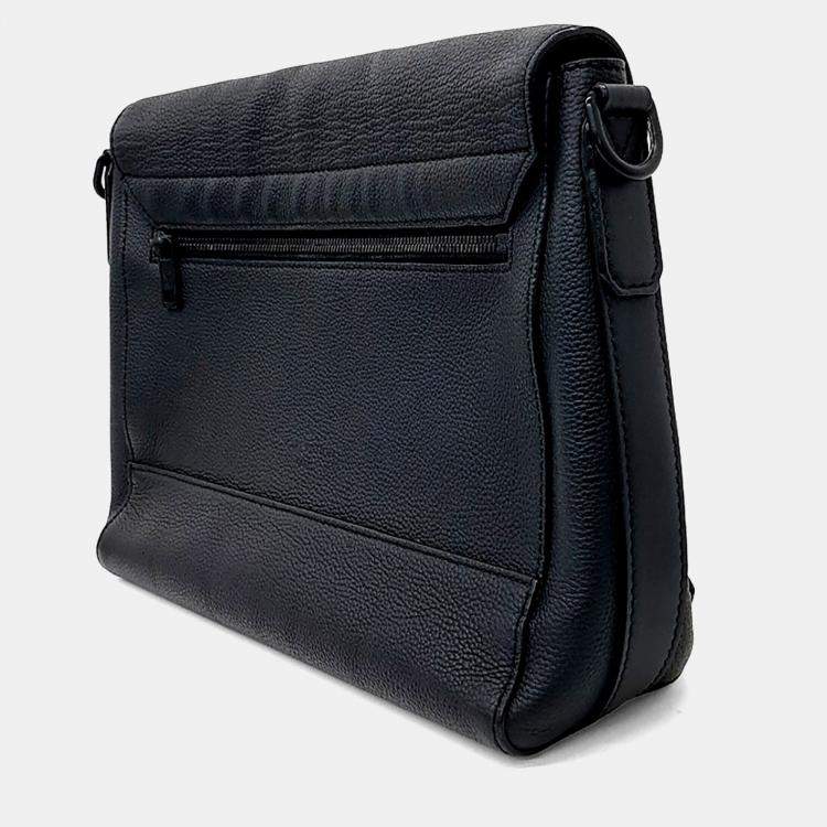 Pre Owned Louis Vuitton Black Leather Aerogram Messenger Bag